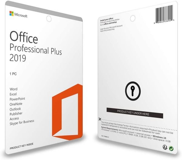 Microsoft Office 2019 Professional Plus Key Card 1PC Life Time